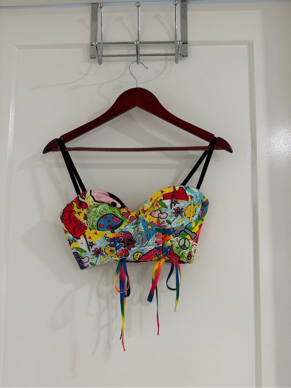 Festival Top!  Multicolor Graphic Bustier Crop Top